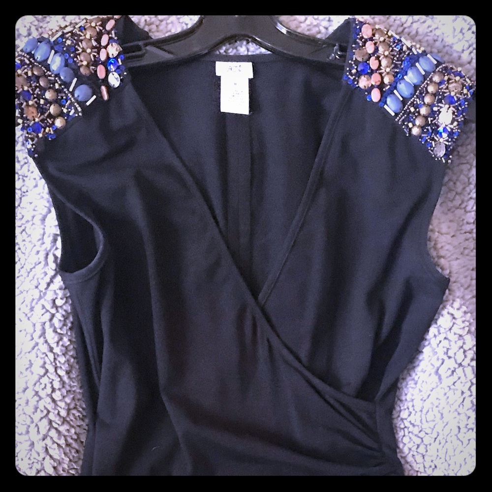 Cache black dress with beaded embellishments